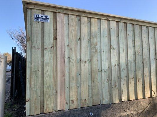6' Pressure treated pine board on board with top cap and trim