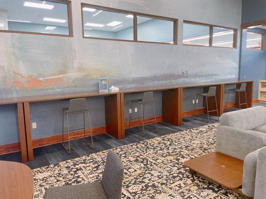 Working space with power outlets