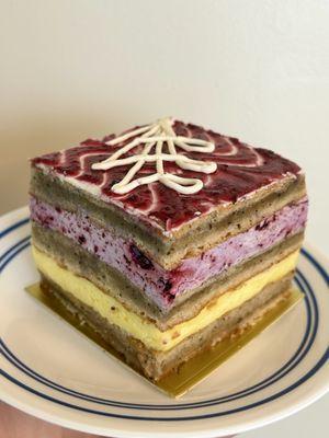 Earl grey, lemon, and blueberry opera cake!!!!