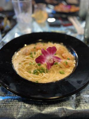 Fettuccine Alfredo with shrimp