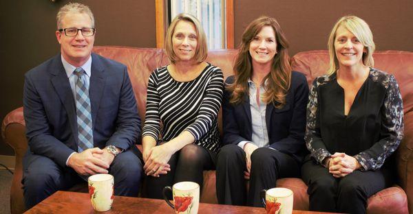 Meet the Team! Right to Left: Tim Parros, Kim Parros, Lisa Schmidt, and Michelle Lauzon