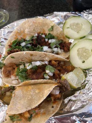 Asada, Al Pastor and Chicharrón Tacos