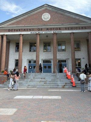 The front of the building