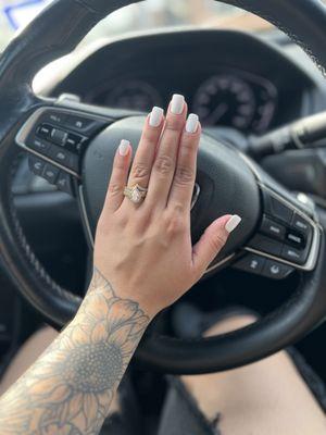 White acrylic set. Short and square