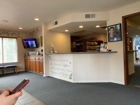 Hulu, Netflix and Otis Spunkmeyer cookies in the waiting room.
