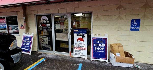 Front of business entrance.