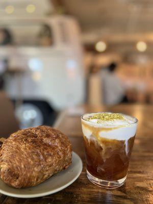Croissant and Maple Bourbon Latte