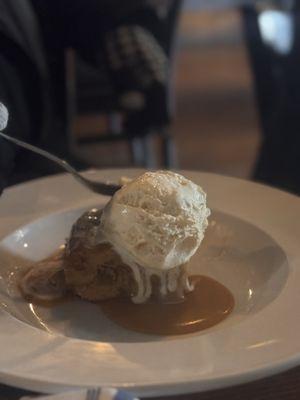 Pear Bread Pudding with Vanilla ice cream