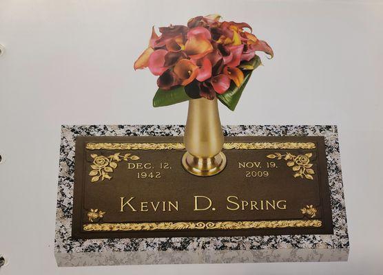 Bronze on granite with premium vase