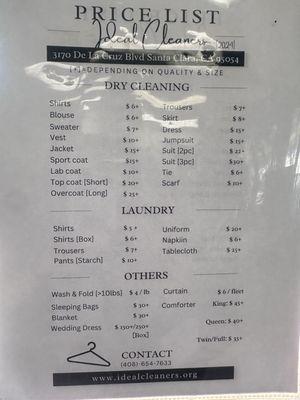 Price menu