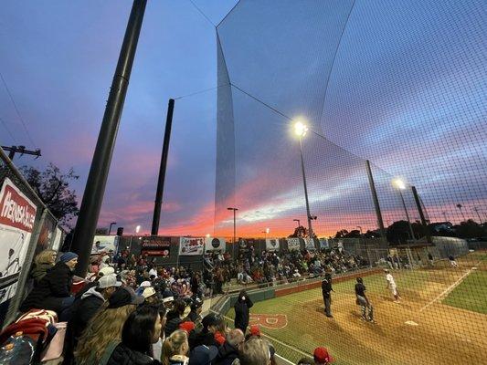 Family night game. Gorgeous sunset.