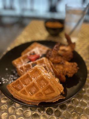 Jerk chicken and waffles