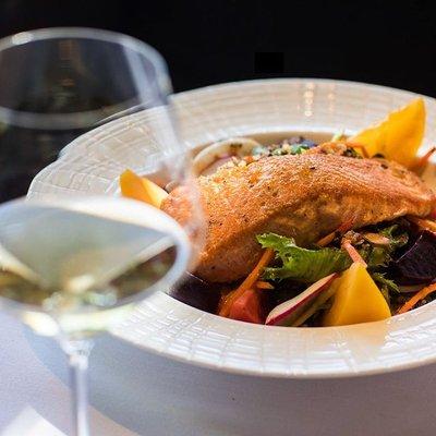 Fresh seafood special with paired wine