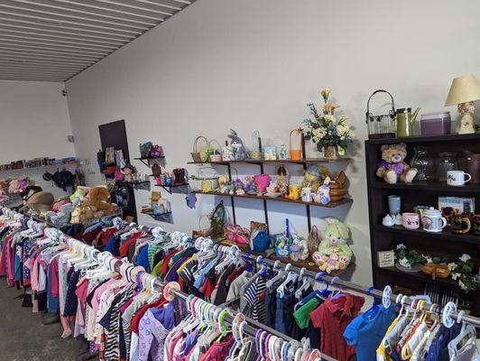 Lots of gently used children's clothing and home goods.
