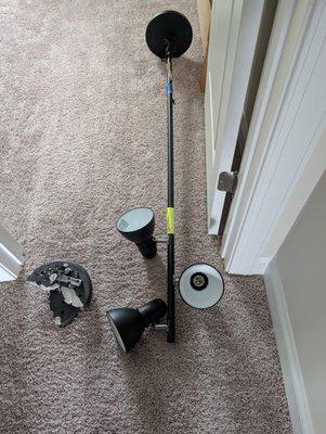 Floor lamp, broken (2 " concrete) base.