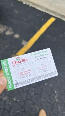 every 9th visit, you get free brows on the 10th