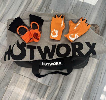 Hot Worx bag, mat. Towels and accessories