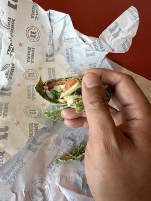 You can see how absolutely tiny this Route 59 Naperville JJ location made my Mediterranean Wrap.