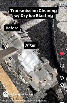 Porsche transmission cleaning using Dry Ice Blasting.