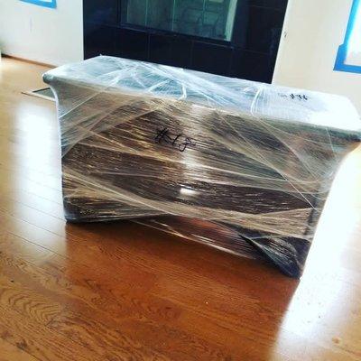 Bench, Packed with a Moving Blanket, Shrinkwrap