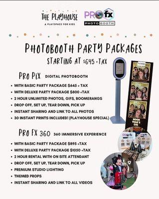 Party package available with PROFX Photobooth