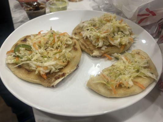 2 Revuelta pupusas and 1/2 Spinach and Cheese