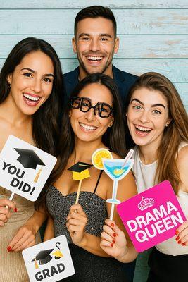 Glam guests lining up for our elegant Magic Mirror photo booth in Miami.