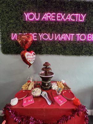 Valentine's Day snack table for customers :) It was such a nice spread, and it paired perfectly with my beer!