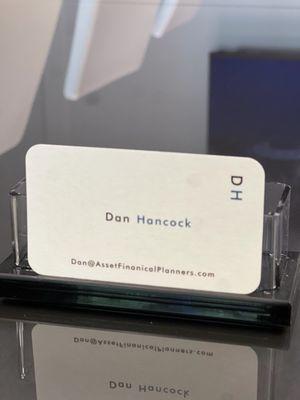 Asset Financial planners, Dan Hancock business card