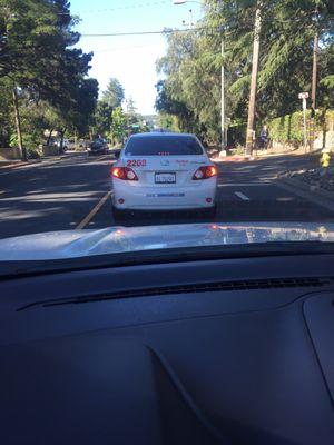 This cab driver ran me off the road and wouldn't let me merge into lane right in front of a school it was very scary BE CAUTIOUS