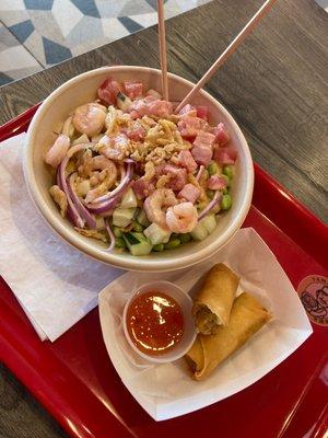 Shrimp & tuna Poke Bowl Pick 2 With a side of Spring Roll