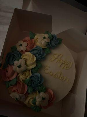 Flowers cake with Happy Easter written on it!