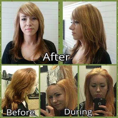 Color Correction....she tried to color her own hair!