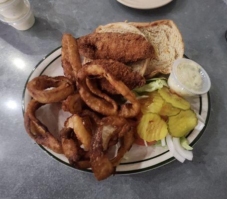 Catfish w Onion Rings.
