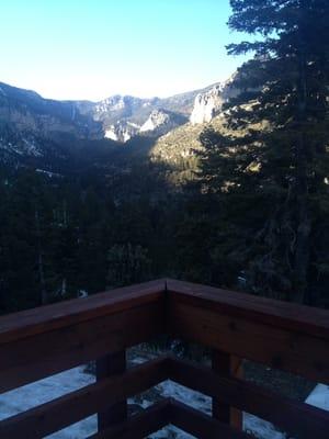 Mount charleston lodges view from inside the restaurant