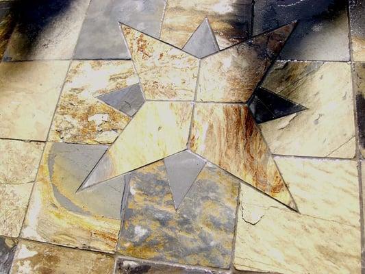 Custom slate medallion--this isn't out of a box, we make our decorative pieces!