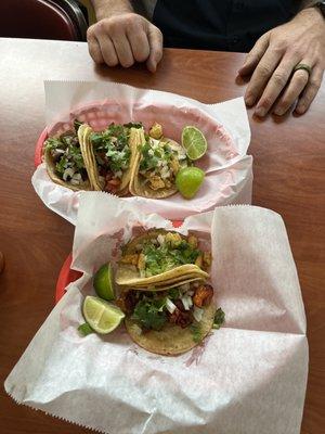 Pork, chicken, and steak tacos. Recommend 3 to 5 tacos.