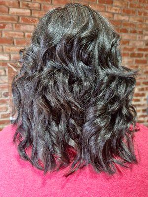 Women's textured medium length haircut with customized layers are so.much fun & the perfect length for everything!