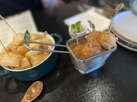 yucca fries and Fish balls
