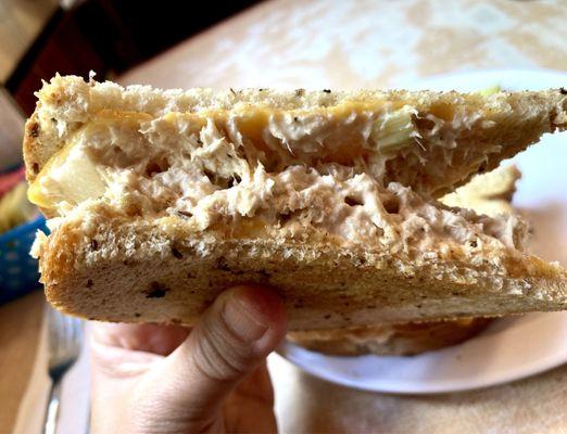 Sumptuous Tuna Melt with cheese on Rye!