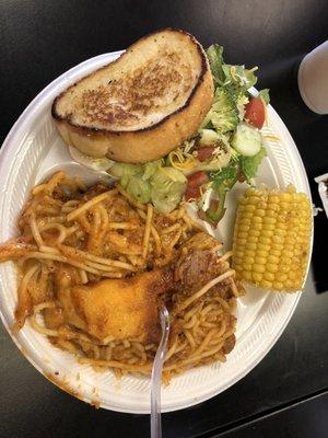 The baked spaghetti plate. One of the best baked spaghetti dish I've ever had.