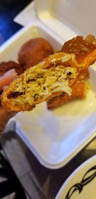 Inside of pastelillo chicken