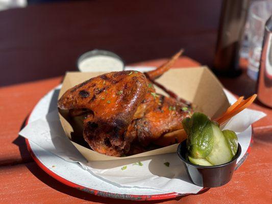 Wings. Yum . House made pickles - the bomb