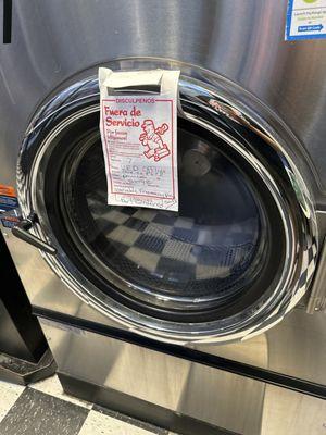 Broken machine since I've been coming here over a year . WE WILL NEVER BE BACK.