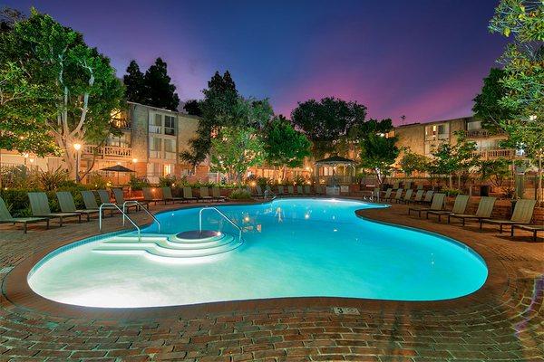 Pool area at The Meadows Apartment Homes