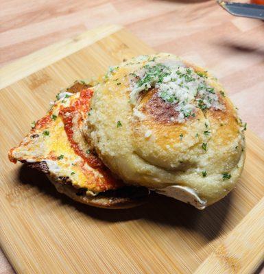 Chicken parm stuffed garlic knot!