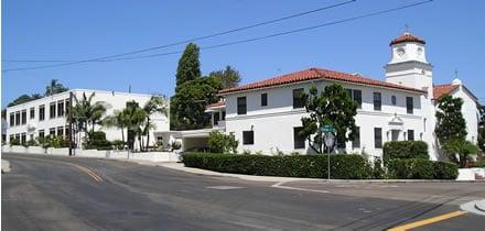 The Parish Hall is on the left.