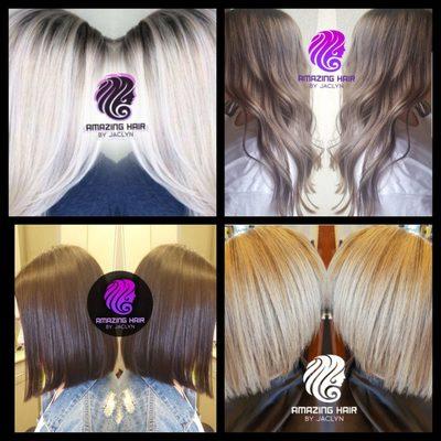 TOP: Platinum Ice, Ashy Brown.
BOTTOM: Brunette bob, stacked blonde bob