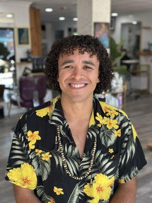 Curly cut and style, front