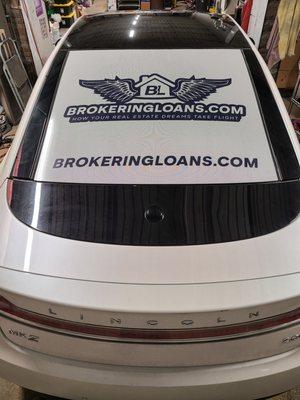 Digitally printed perforated vinyl. Great for advertising. Looks awesome.